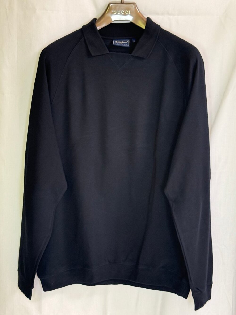 Bobby Jones Players Men's Long Sleeves w/ Collar Pullover Sweatshirt - Black -XL